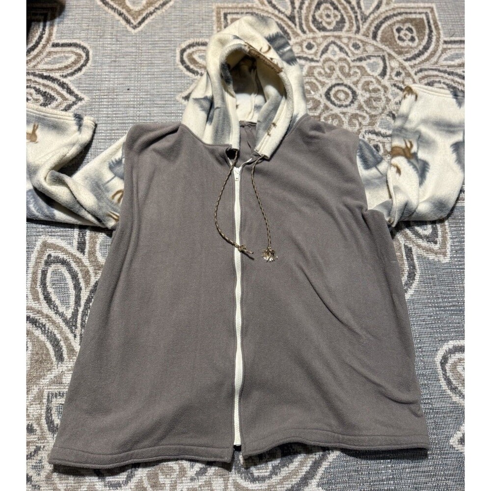 Sleeve zip up hoodie with deer and Forrest sleeve pattern